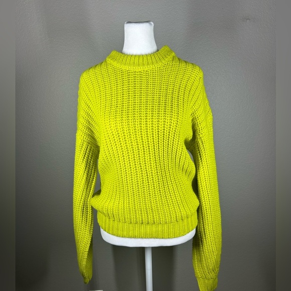 Show Me Your MuMu Bailey Like Green Chunky Knit Oversized Sweater Size Small - Picture 13 of 16